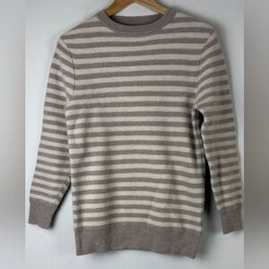 Christian Lacroix Striped Beige and Cream Crewneck Sweater Size Small